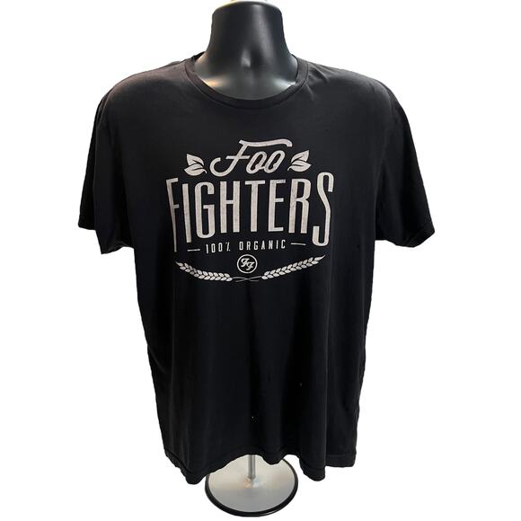 Foo Fighters Band T-Shirt Black 100% Organic text and wheat/leaf design - Unisex - Picture 1 of 11